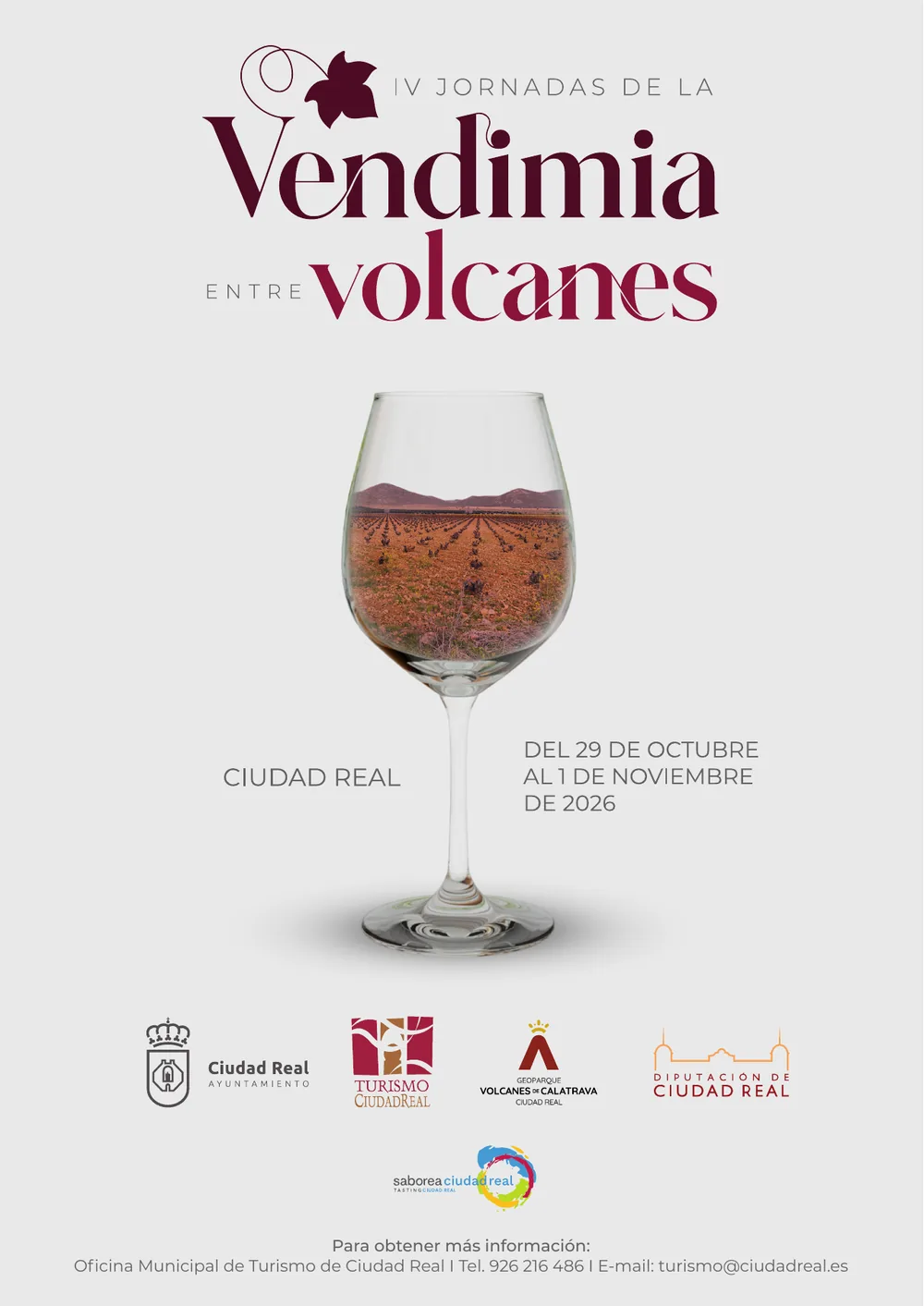 Cartel de las IV Jornadas de la Vendimia entre Volcanes en Ciudad Real, del 29 de octubre al 1 de noviembre de 2026