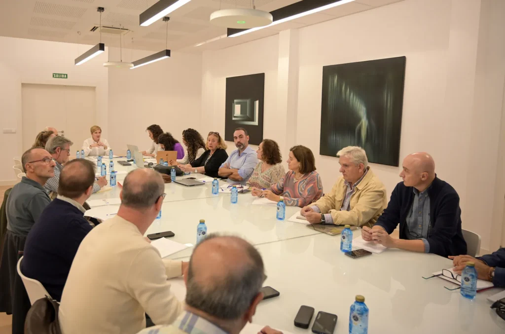 Miembros del Comité Científico del Geoparque Volcanes de Calatrava durante la reunión de trabajo con la Diputación